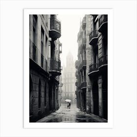 Barcelona, Spain, Black And White Analogue Photography 2 Art Print