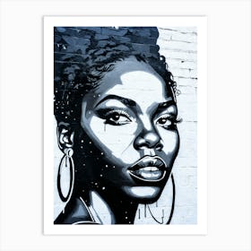 Graffiti Mural Of Beautiful Black Woman 204 Art Print