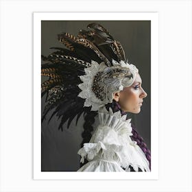 Gothic Woman With Feathers Art Print