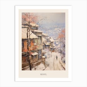 Vintage Winter Painting Poster Seoul South Korea Art Print