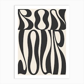 Retro Bonjour - Black Art Print