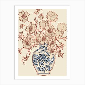 Floral Still Life Sketch Line Art 14 Art Print