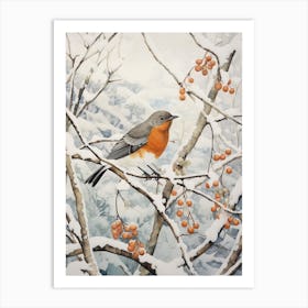 Winter Bird Painting Robin 6 Art Print