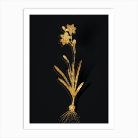 Vintage Coppertips Botanical in Gold on Black n.0085 Art Print