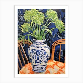 Flowers In A Vase Still Life Painting Agapanthus 1 Art Print