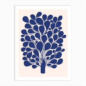 Blue Tree On Beige Art Print