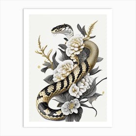Gray Banded King Snake Gold And Black Art Print
