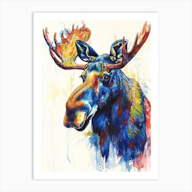 Moose Colourful Watercolour 4 Art Print