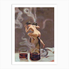 Le Vin Ginguet - Famous Cover Painting by Luis Ricardo Falero, Nude Witchy Sprite Fairy Pagan Gothic Cool 2 Art Print