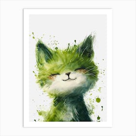 Cute Green Cat Art Print