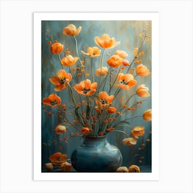 Orange Flowers In A Vase Art Print