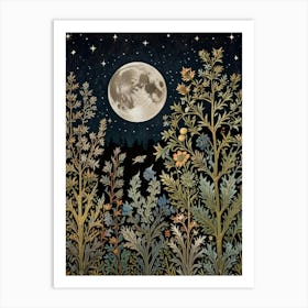 Moonlight In The Woods Style William Morris Art Print 13 Art Print