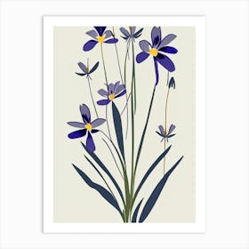 Spiderwort Wildflower Modern Muted Colours 1 Art Print