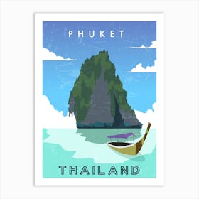 Phuket, Thailand — Retro travel minimalist poster Art Print