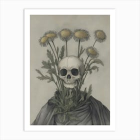 Skull With Dandelions Art Print