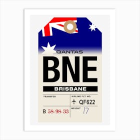 Brisbane (BNE) Australia Vintage Airline Luggage Tag Art Print