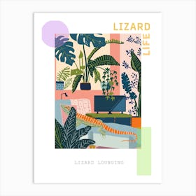 Lizard In The Living Room Modern Colourful Abstract Illustration 2 Poster Art Print