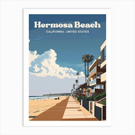 Hermosa Beach Beautiful Travel Illustration Art Print