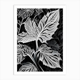 Siberian Ginseng Leaf Linocut 3 Art Print