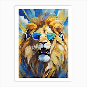 Lion In Sunglasses 2 Art Print