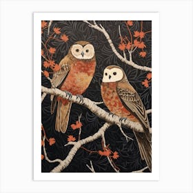 Art Nouveau Birds Poster Owl 3 Art Print