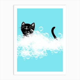 Cat In A Bubble Bath Art Print