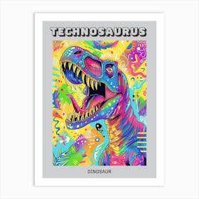 Geometric 1980s Pattern Inspired Dinosaur Poster Art Print