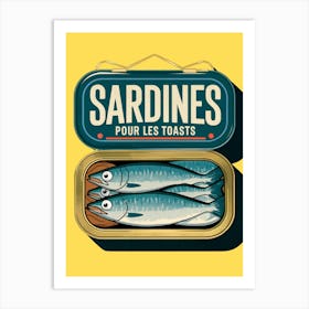 Vintage Sardines Pour Les Toasts Art Print, Yellow Art Print