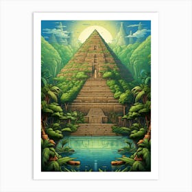 Great Pyramid Of Giza Pixel Art 4 Art Print