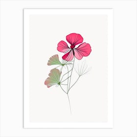 Geranium Floral Minimal Line Drawing 1 Flower Art Print