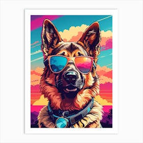 German Shepherd Dog Wearing Glasses Art Print