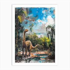 Dinosaur In The Tropical Landscape Painting 3 Art Print