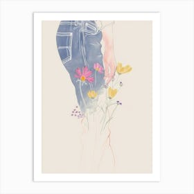 Jean Line Art Flowers 9 Art Print