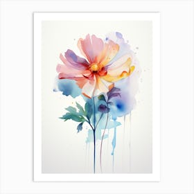 Watercolor Flower Isolated with White Background Art Print