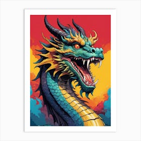 Japanese Dragon Pop Art Style (9) Art Print