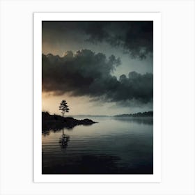 Lone Tree On A Lake Art Print