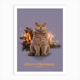 Merry Christmas From The Cat Art Print