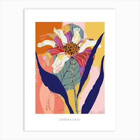 Colourful Flower Illustration Poster Gerbera Daisy 4 Art Print