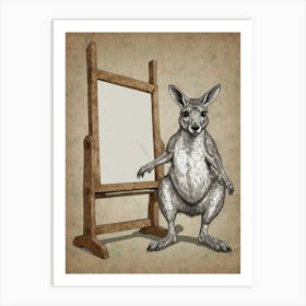 Kangaroo With Easel Art Print