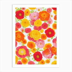 Ranunculus Floral Print Warm Tones 1 Flower Art Print