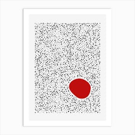 Abstract Dots with Red Accent Art Print Affiche