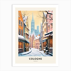 Vintage Winter Travel Poster Cologne France 2 Art Print