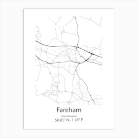 Fareham,United Kingdom Minimalist Map Art Print