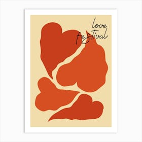 Love festival, Romantic, Red hearts, Valentine's Day, Retro print Art Print