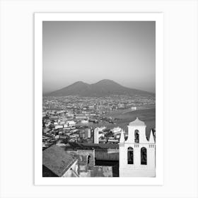 Naples City and the Mount Vesuvius| Black and White Photography 1 Art Print