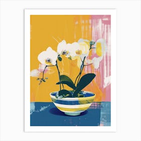 Orchid Flowers On A Table   Contemporary Illustration 1 Art Print