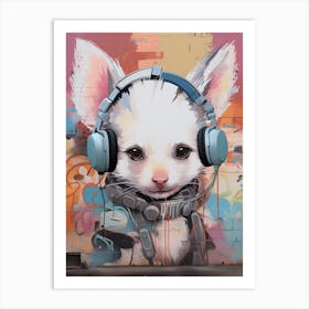 Graffiti Tag Mural Of A Cute White Possum 3 Art Print