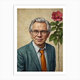 Man With A Rose Art Print