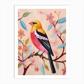 Pink Scandi American Goldfinch 4 Art Print