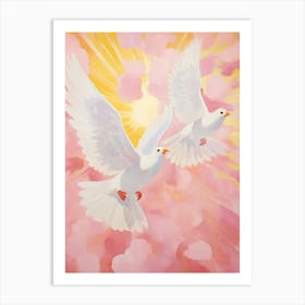 Pink Ethereal Bird Painting Dove 4 Art Print